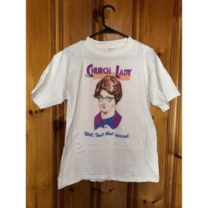 Vintage 80S Snl Church Lady Shirt L  Dana Carvey SINGLE STITCH TOUCH OF GOLD